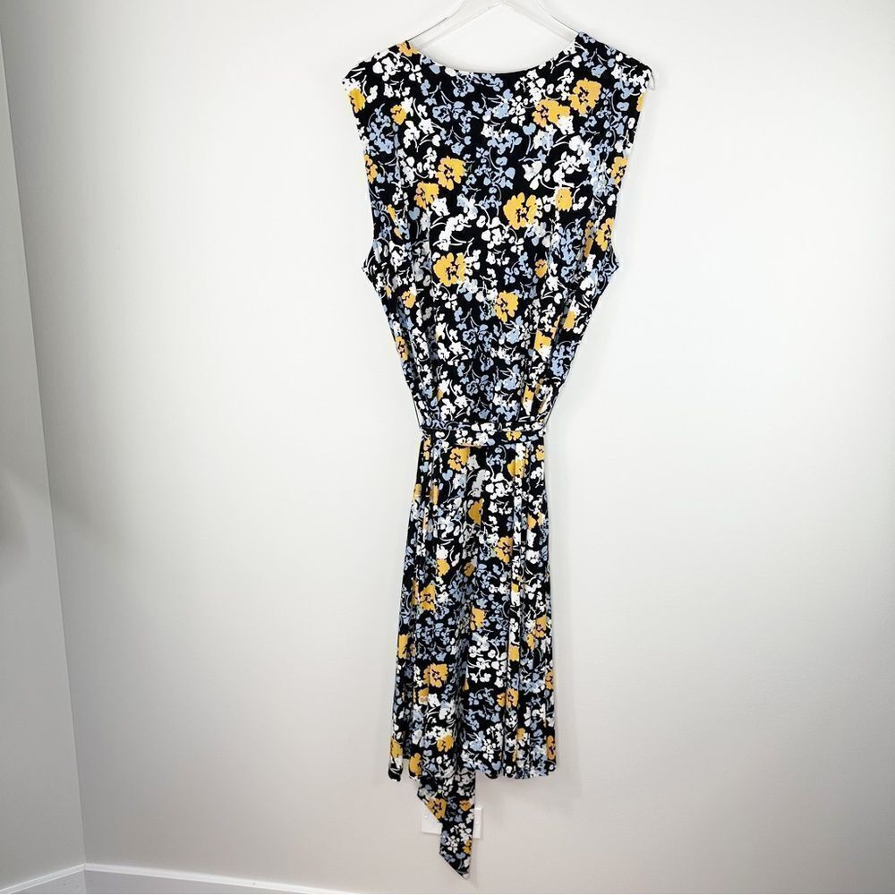 Charter Club Sleeveless Blue Yellow and White‎ Floral Dress w/Tie Belt 3X